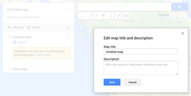 Dialog box to edit map title