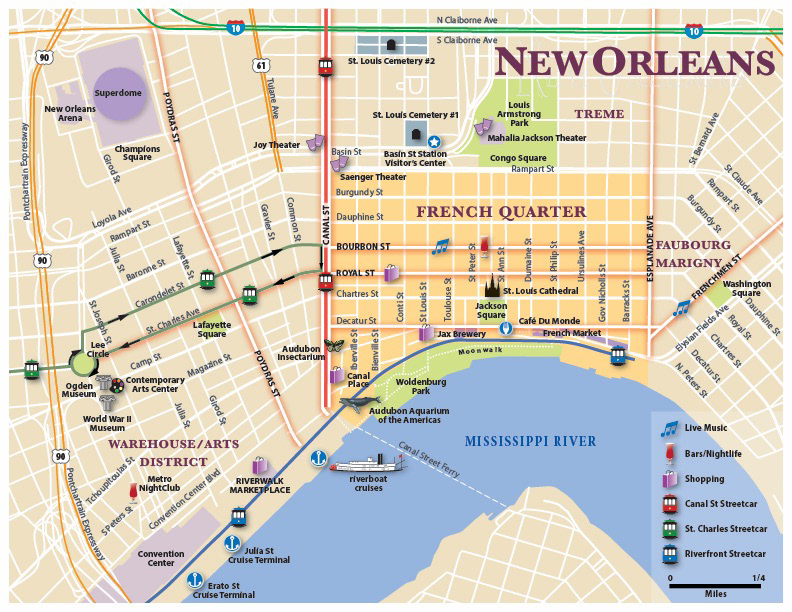 Tourism map of New Orleans